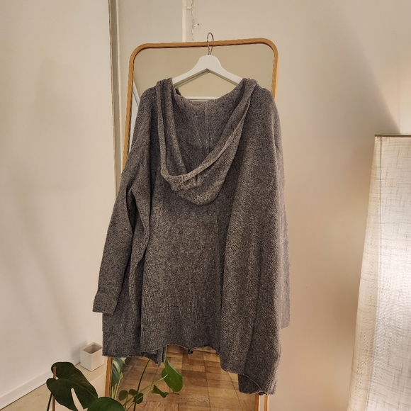 BP Grey Wool Long Cardigan with Hood - Picture 2 of 5